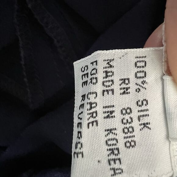 MM by Krizia Silk Wide Leg Pants Women’s Sz 8 Navy Semi Sheer Drawstring Pockets - Picture 10 of 10